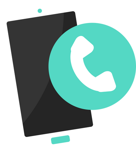 green mint smartphone and telephone icon